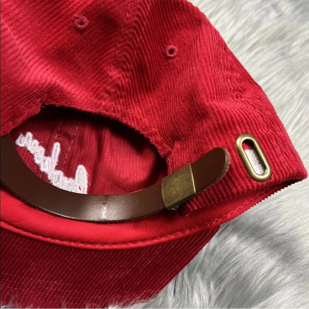 Broken Promises Red Corduroy Strap Back Hat One Size